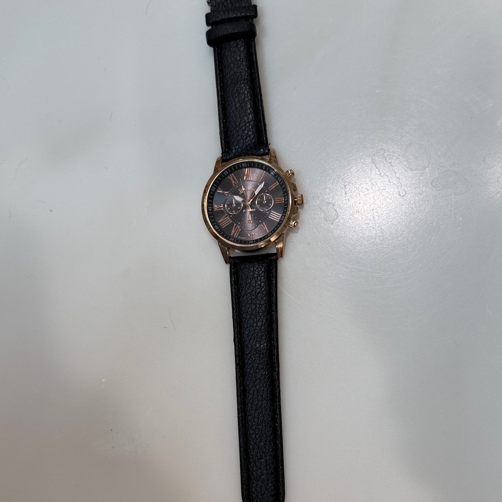Brown and Rose Gold Watch